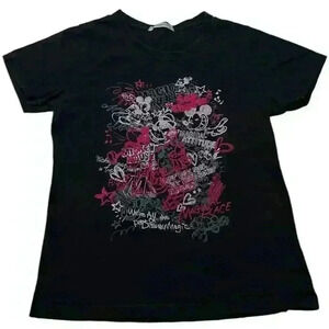 Disneyland Tokyo Scribble Art Pink Graphic T-shirt